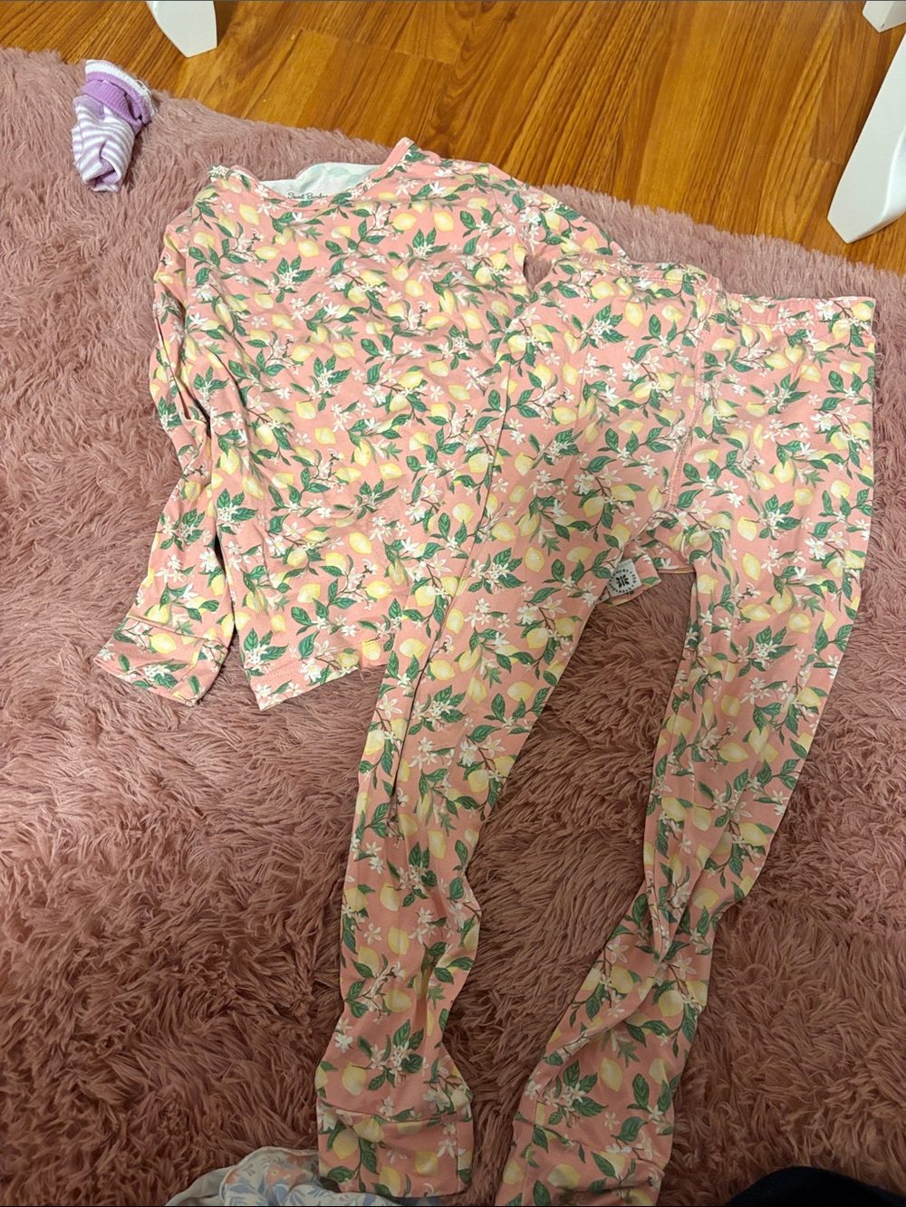 Sweet Bamboo Kids Pink Lemon-Print Pajama Set